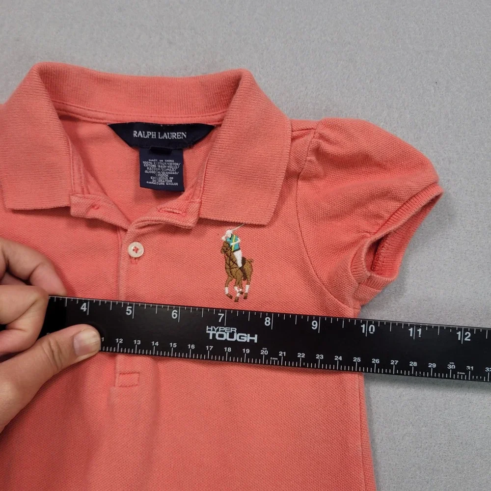 Ralph Lauren Girls 18M Pink Polo‎ Ruffle Hem Dress Big Pony Logo